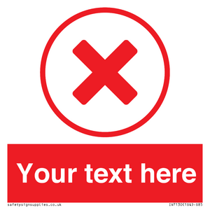 Custom red background, red cross in circle sign